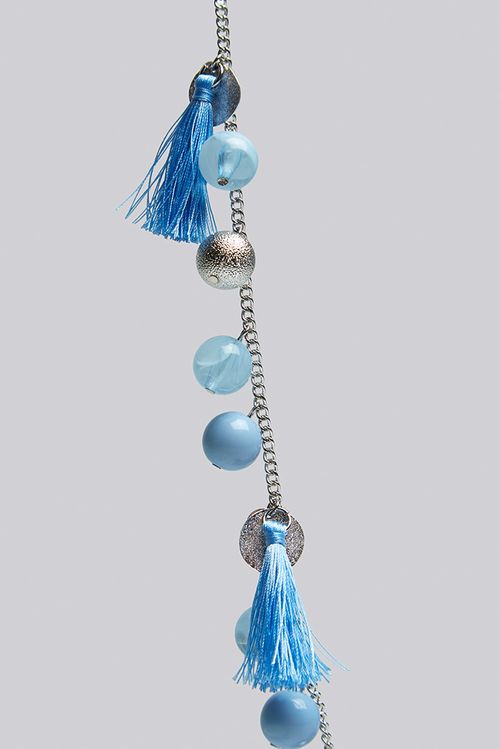 Louche Laura Tassel And Bead Silver Necklace