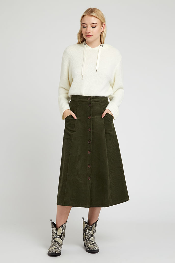 midi skirt in green