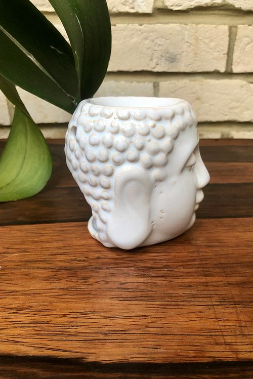 White Ceramic Buddha Head Oil Burner