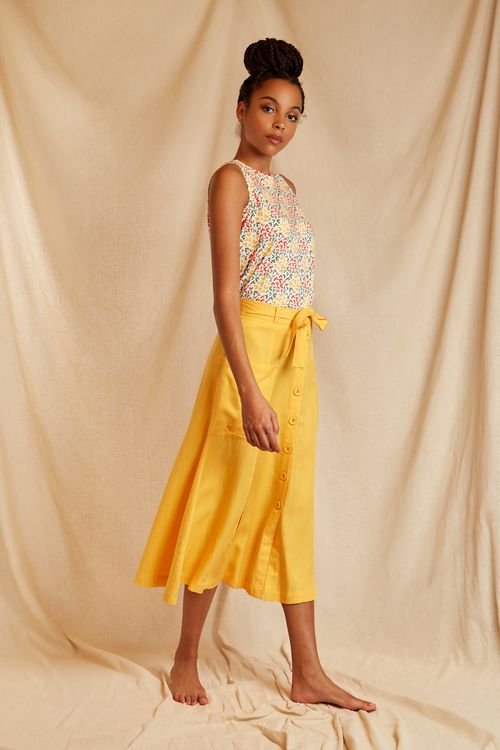 Louche Sustain Floris Skirt Yellow