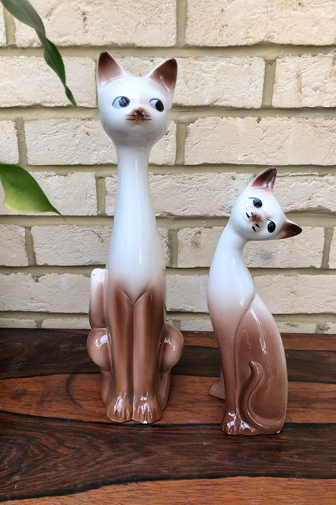 A Pair Of Vintage Ceramic  Cats  Joy  the Store