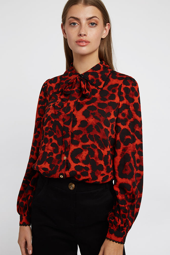 red leopard blouse