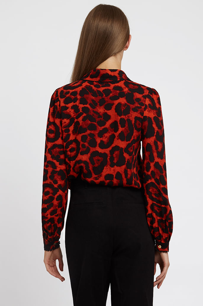 red leopard print blouses