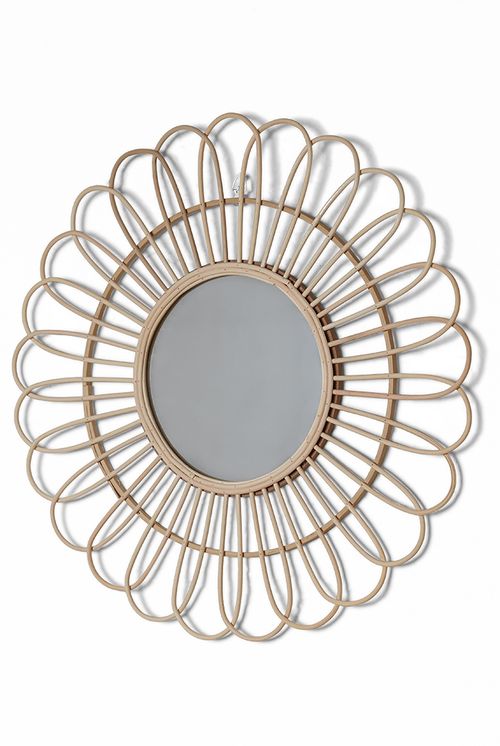 Round Bamboo Decorated Wall Mirror