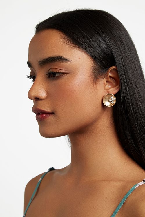 Louche Rabmag Gold And Pearl Oversized Stud Earring