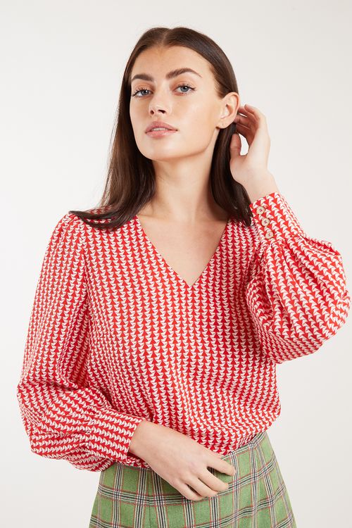 red formal blouse