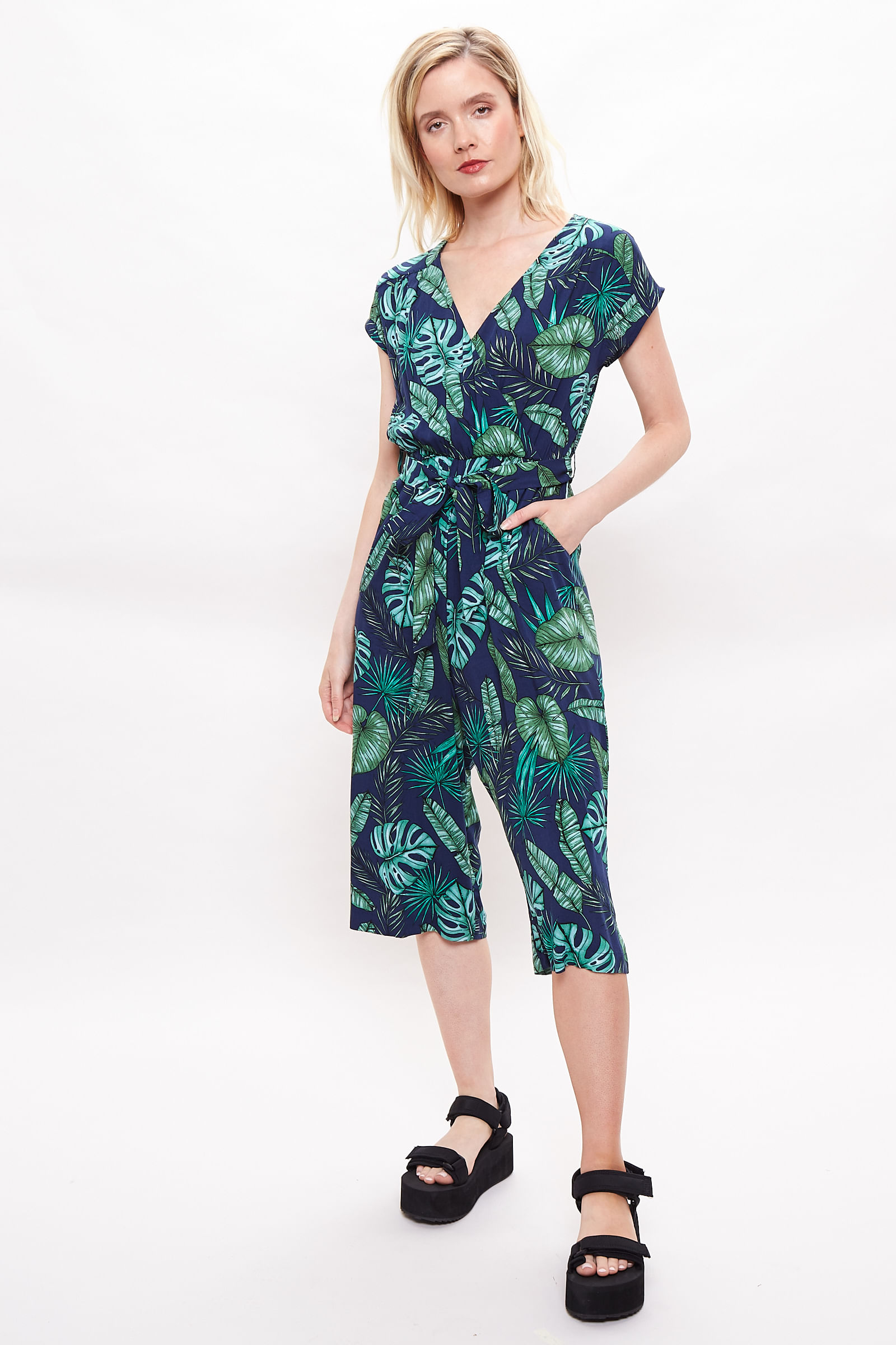 palm leaf wrap dress