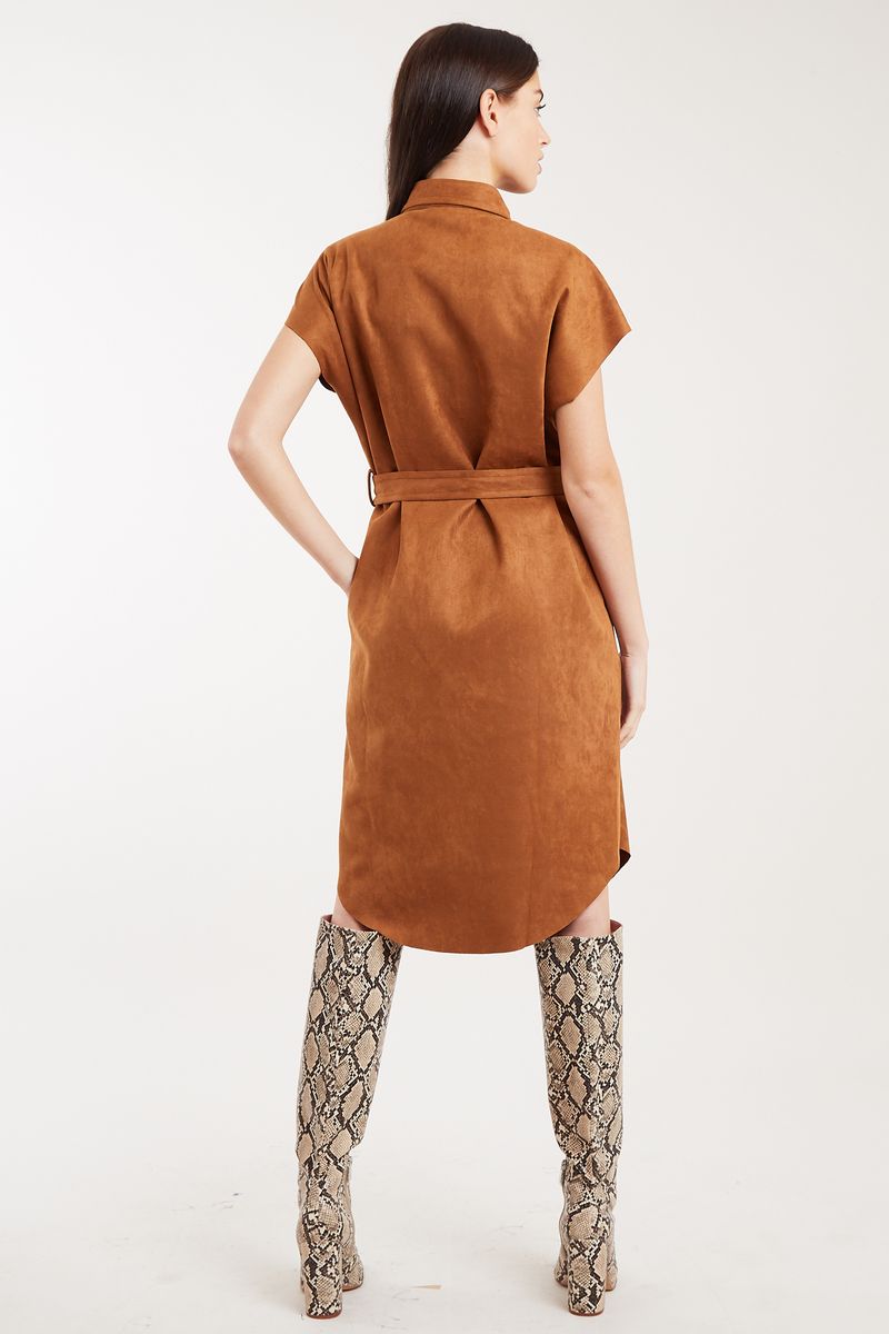 brown suede midi dress