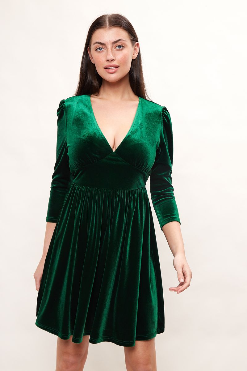 velour v neck dress