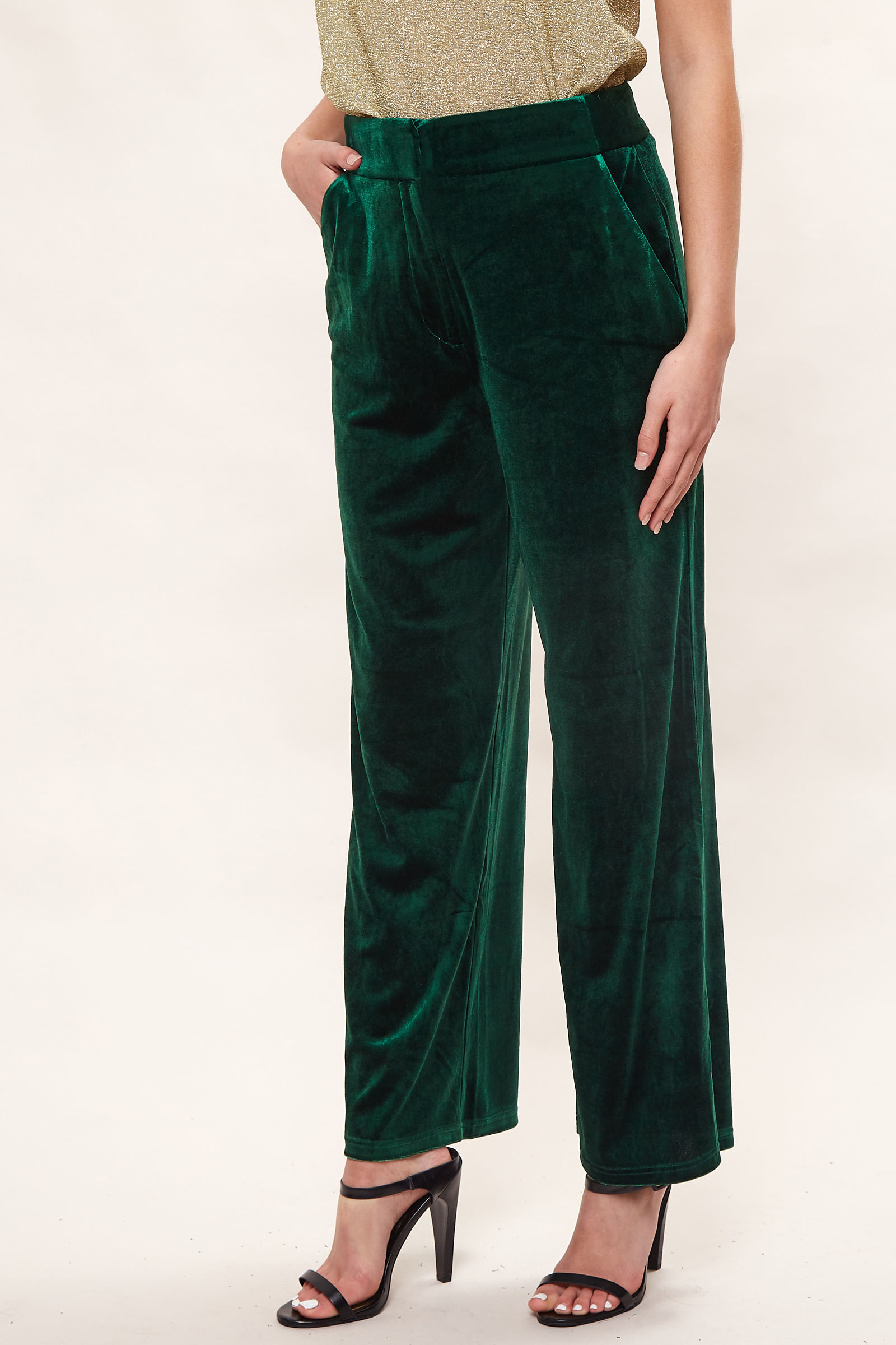 Louche Elina-Velvet Straight Leg Trouser