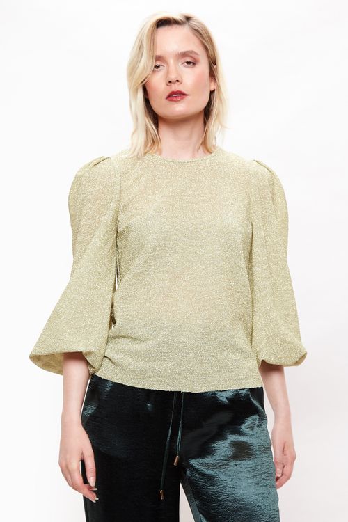 Louche Marly Lurex Long Sleeve Top Gold