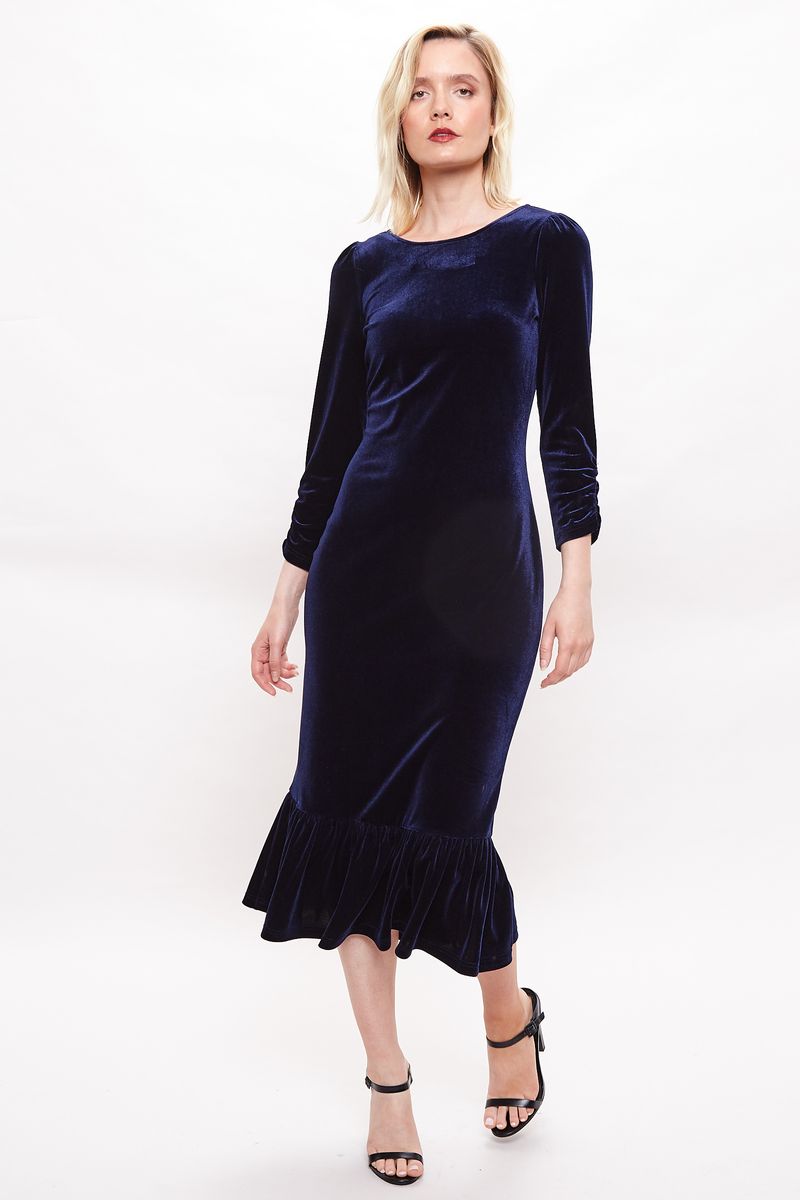 nissa black velvet deep v dress