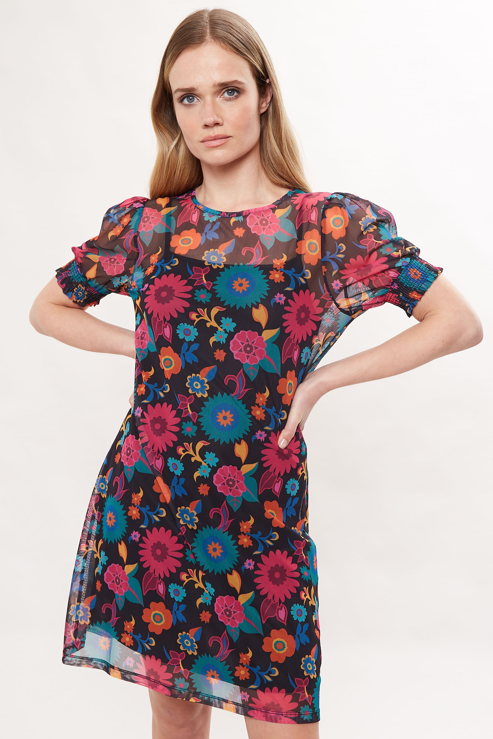 Louche Hettie 70&apos;S Floral Print Mesh Mini Dress