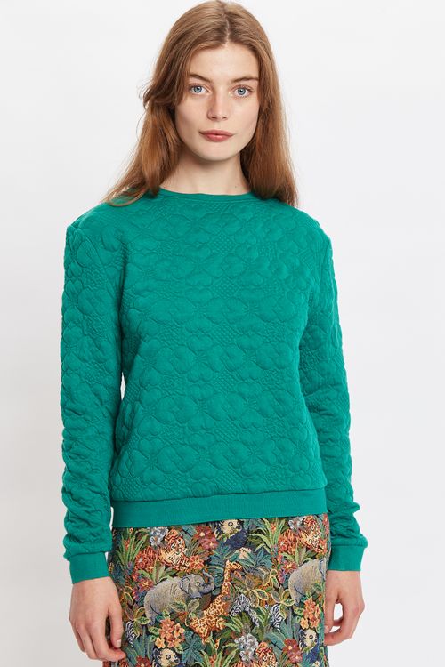 Louche Jan Flower Quilted Sweatshirt Green