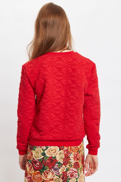 Louche Jan Flower Quilted Sweatshirt Red