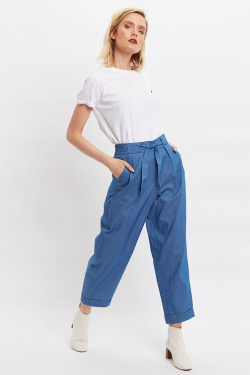 Louche Hester Chambray Tie Front Trouser