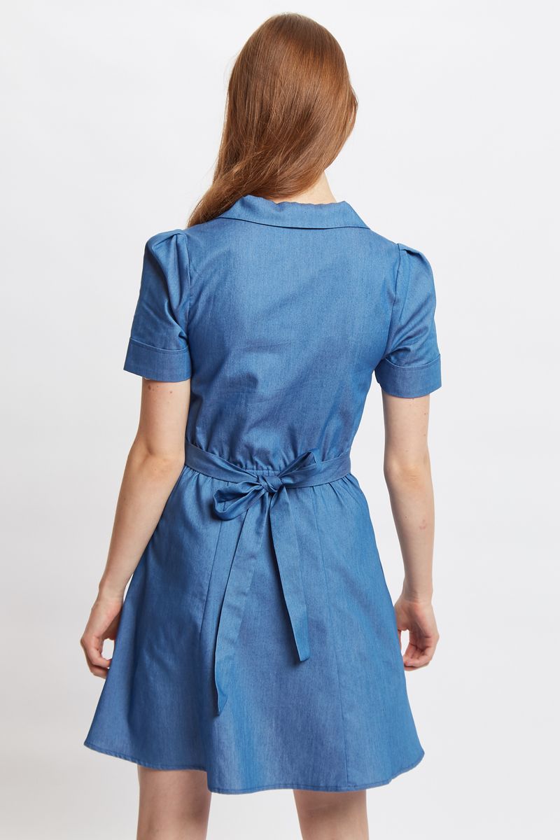 chambray shirt dress short sleeve