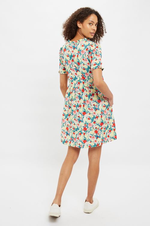Louche Cosima Monet Flower Print Short Sleeve Mini Dress-Multi