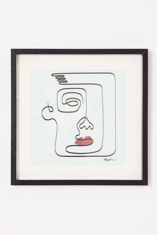 Large Abstract Face Wall Art Square Swirl