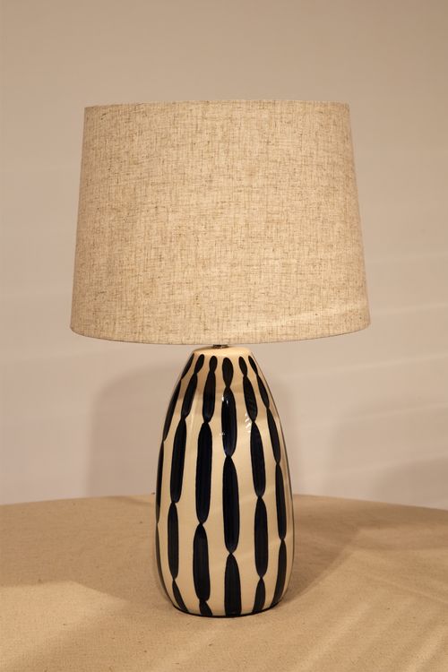 Hand Painted Lamp With Linen Shade