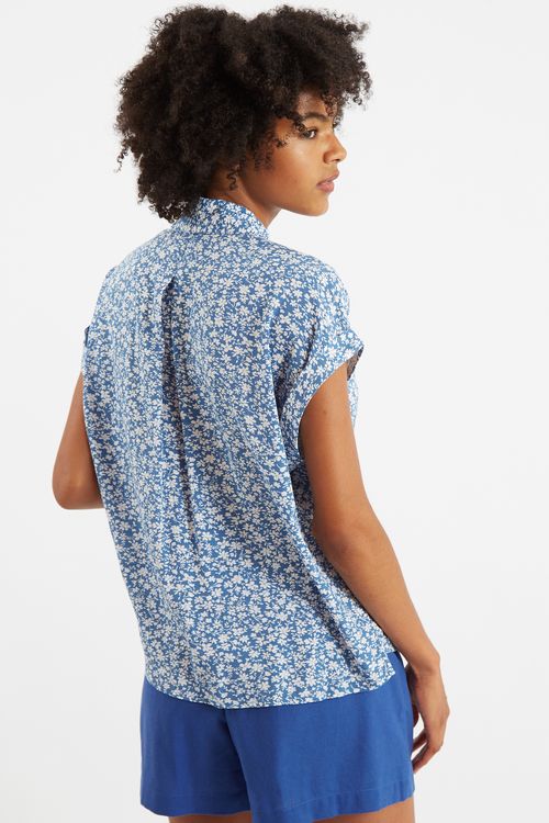 Louche Abinaya Micro Blossom Print Shirt In Blue